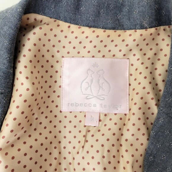 Rebecca Taylor Navy Pindot Blazer Jacket Women's Size 2 - Picture 5 of 5